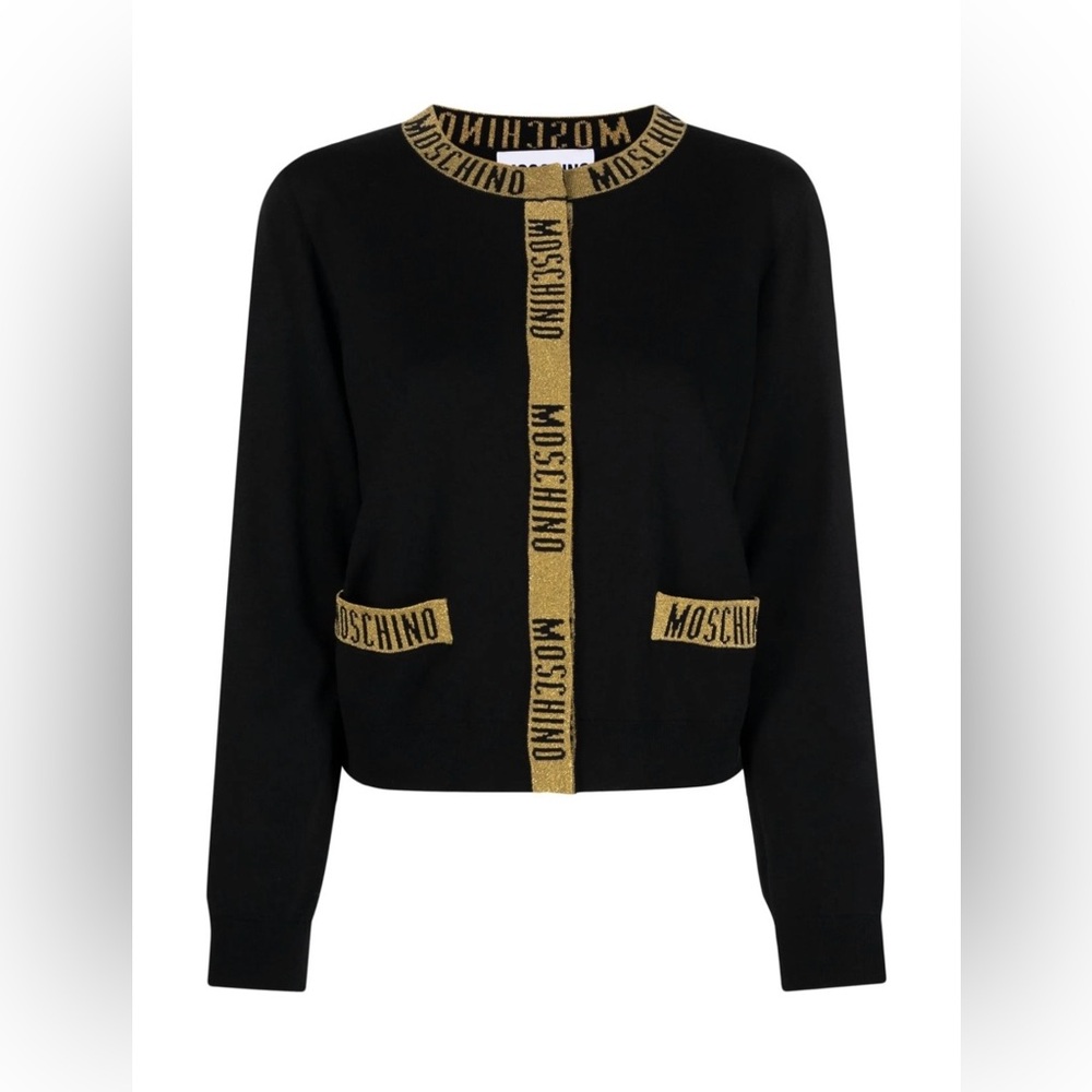 Moschino Logo-Trim Knit Cardigan